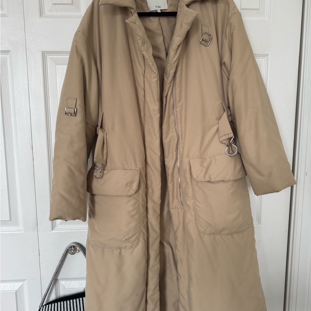 Tibi Beige Trench Coat with Buckle Detail